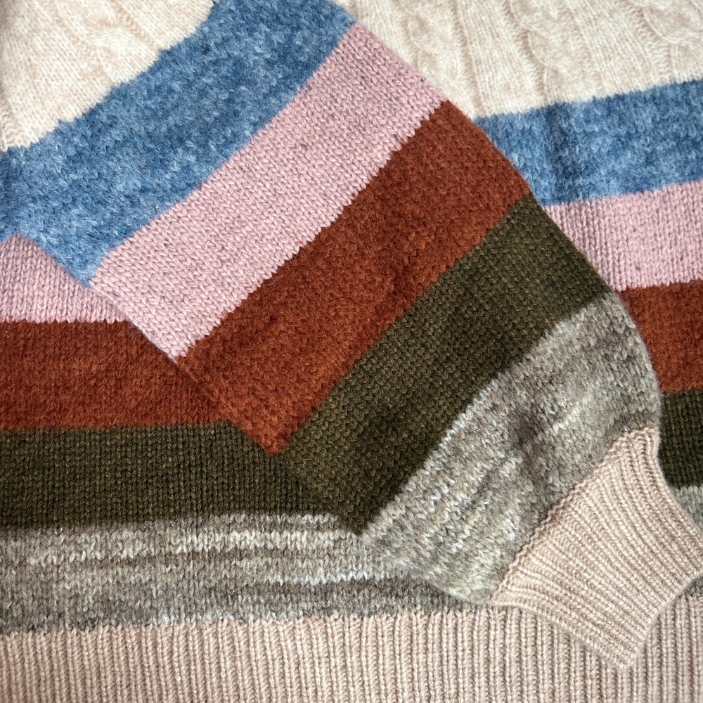 ✨SOLD✨ MADEWELL Deacon Cableknit Mockneck Sweater in Stripe - Size L NWT - Picture 12 of 16